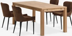HAGE + PEBRINGEMesa HAGE L190 roble natural + 4 PEBRINGE marrón/negro Mesas De Comedor|Conjuntos De Comedor