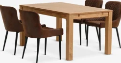 Sale HAGE + PEBRINGEMesa HAGE L150 roble natural+4 sillas PEBRINGE marrón/negro Mesas De Comedor|Conjuntos De Comedor