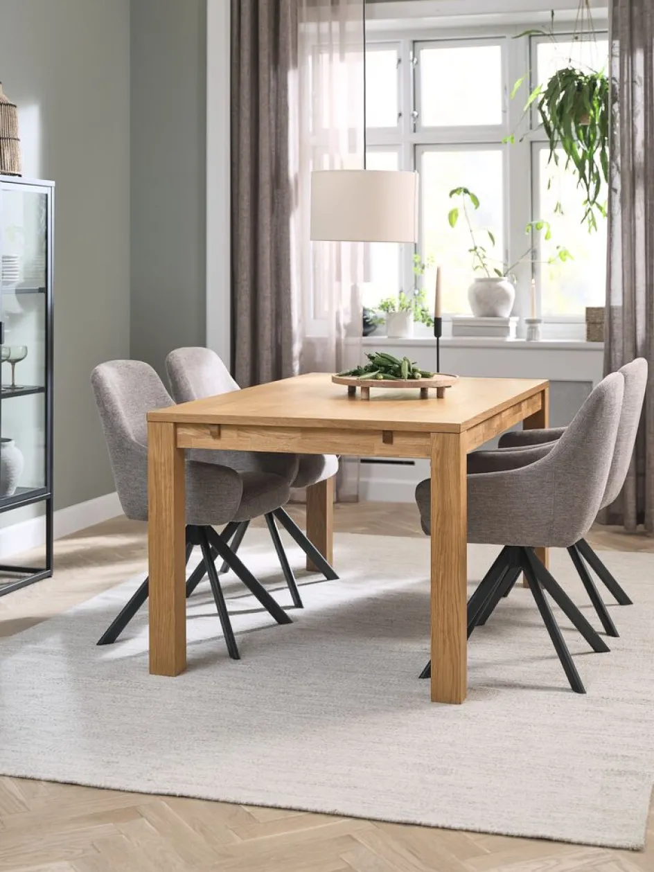 Clearance HAGE + ROSTRUPMesa HAGE L150 roble natural + 4 sillas ROSTRUP arena/negro Mesas De Comedor|Conjuntos De Comedor