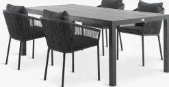Discount HAGEN + GILJAMesa HAGEN L214 + 4 sillas GILJA gris Conjuntos Mesa Y Sillas De Jardín