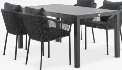 Clearance HAGEN + GILJAMesa HAGEN L160 + 4 sillas GILJA gris Conjuntos Mesa Y Sillas De Jardín