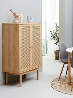 Discount HALMSTADArmario HALMSTAD 2 puertas ratán sintético/color roble Vitrinas|Vitrinas