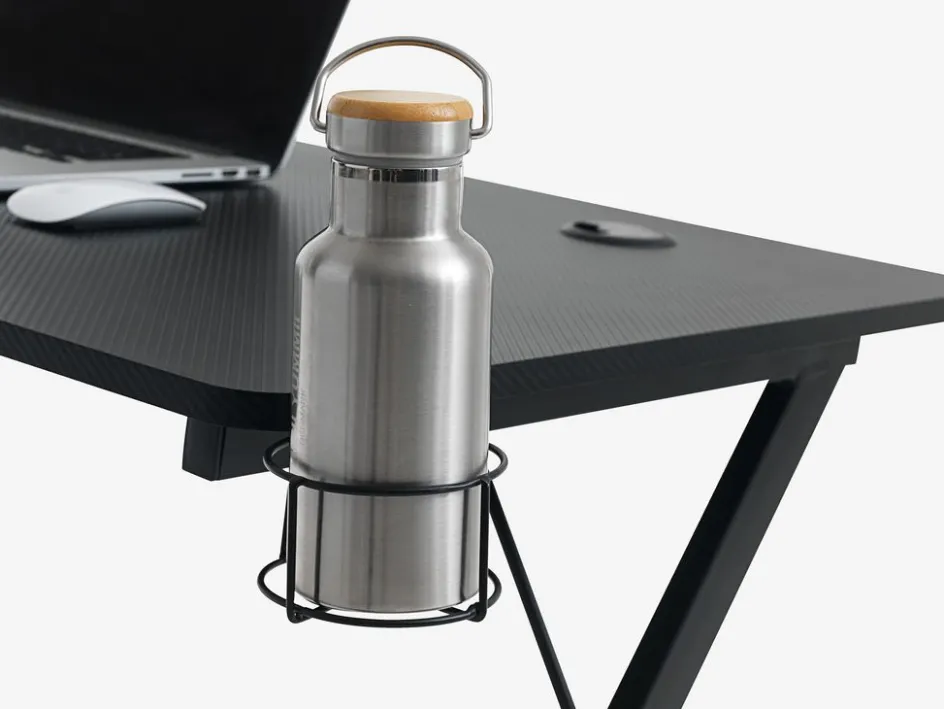 Outlet HALSTEDEscritorio gaming HALSTED 60x120 portabebidas+soporte negro Escritorios|Escritorios Elevables