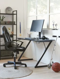 Outlet HALSTEDEscritorio gaming HALSTED 60x120 portabebidas+soporte negro Escritorios|Escritorios Elevables