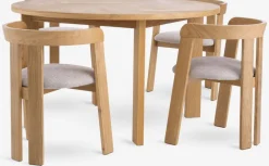 New HARESKOV + BOVRUPMesa HARESKOV Ø129 roble natural + 4 sillas BOVRUP roble Mesas De Comedor|Conjuntos De Comedor