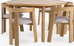 New HARESKOV + BOVRUPMesa HARESKOV Ø129 roble natural + 4 sillas BOVRUP roble Mesas De Comedor|Conjuntos De Comedor