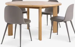Best HARESKOV + ULDALMesa HARESKOV Ø129 roble natural + 4 sillas ULDAL marrón Mesas De Comedor|Conjuntos De Comedor