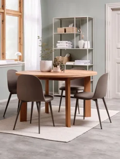 Best HARESKOV + ULDALMesa HARESKOV Ø129 roble natural + 4 sillas ULDAL marrón Mesas De Comedor|Conjuntos De Comedor
