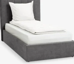 Discount HASLEVEstructura cama HASLEV con almacenaj 90x200 tela gris oscuro Estructuras De Cama|90 X 190 Cm