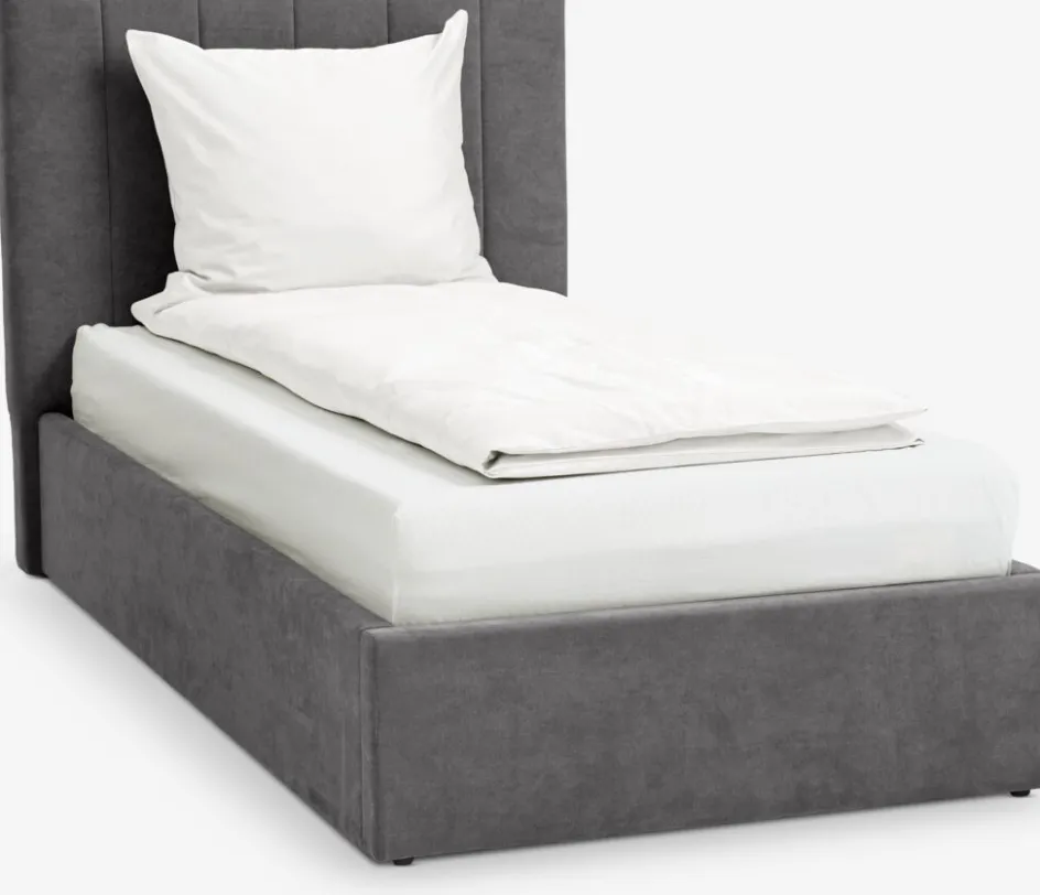 Discount HASLEVEstructura cama HASLEV con almacenaj 90x200 tela gris oscuro Estructuras De Cama|90 X 190 Cm