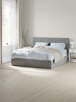 Discount HASLEVEstructura cama HASLEV con almacenaj 90x200 tela gris oscuro Estructuras De Cama|90 X 190 Cm