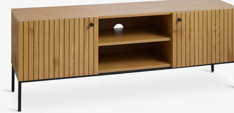 HEMDRUPMueble TV HEMDRUP 2 puertas color roble cálido/negro Muebles De TV