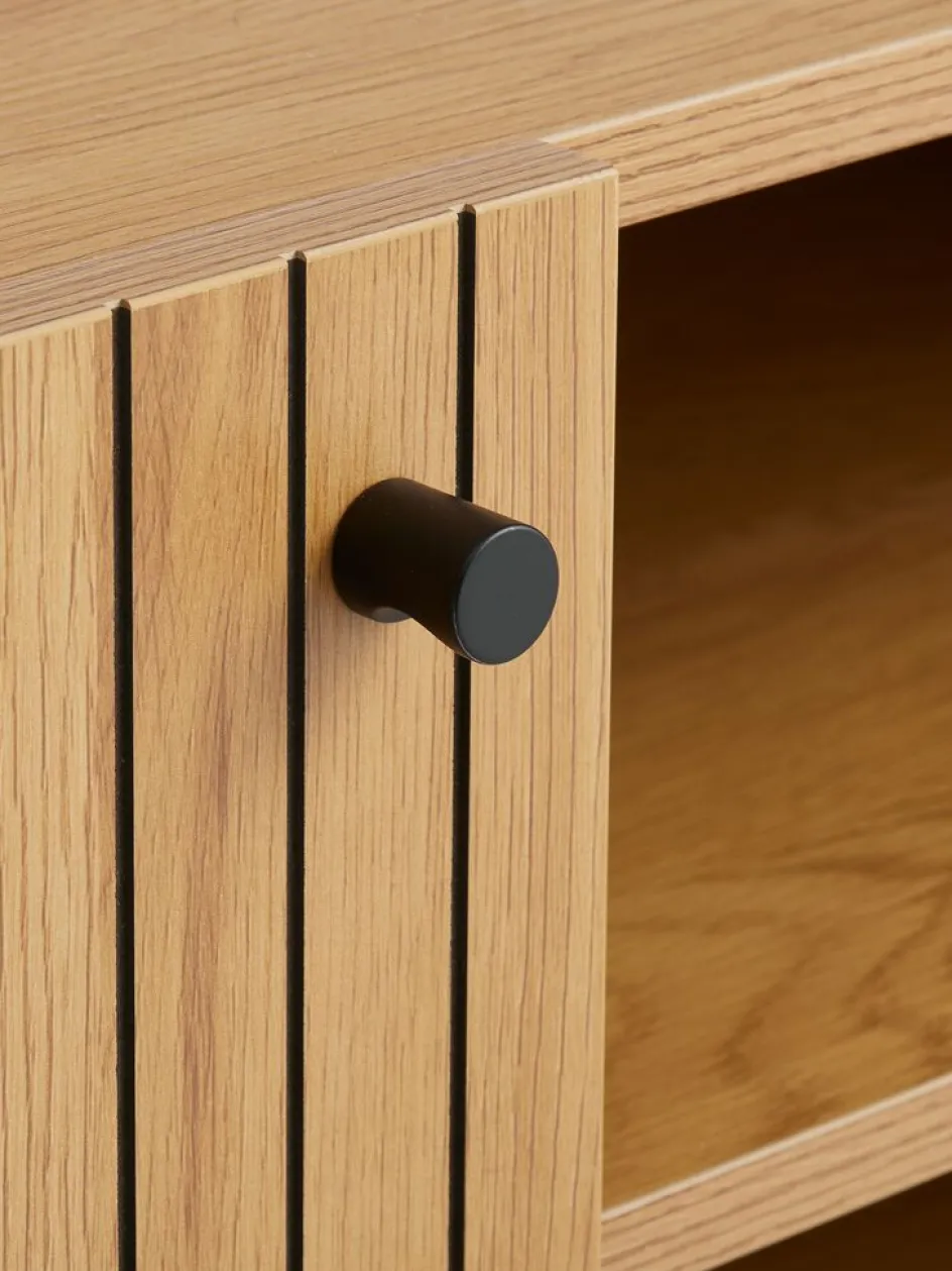 HEMDRUPMueble TV HEMDRUP 2 puertas color roble cálido/negro Muebles De TV