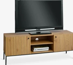 HEMDRUPMueble TV HEMDRUP 2 puertas color roble cálido/negro Muebles De TV
