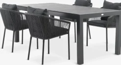 New HESTEHAVE + GILJAMesa HESTEHAVE L205/275 negro + 4 sillas GILJA gris Conjuntos Mesa Y Sillas De Jardín