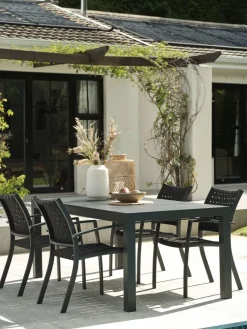 New HESTEHAVEMesa de jardín HESTEHAVE A95xL205/275 negro Mesas De Jardín