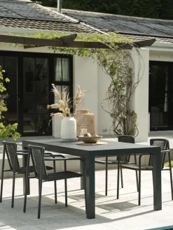 New HESTEHAVEMesa de jardín HESTEHAVE A95xL205/275 negro Mesas De Jardín