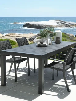 New HESTEHAVEMesa de jardín HESTEHAVE A95xL205/275 negro Mesas De Jardín