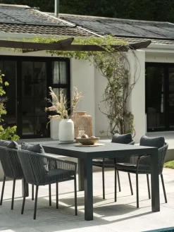 New HESTEHAVEMesa de jardín HESTEHAVE A95xL205/275 negro Mesas De Jardín