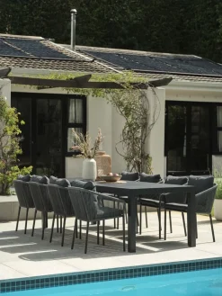 New HESTEHAVEMesa de jardín HESTEHAVE A95xL205/275 negro Mesas De Jardín