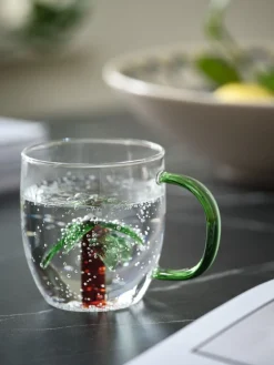 Outlet HILMERTaza HILMER Ø8xA9cm 32cl cristal con palmera Vasos Y Tazas