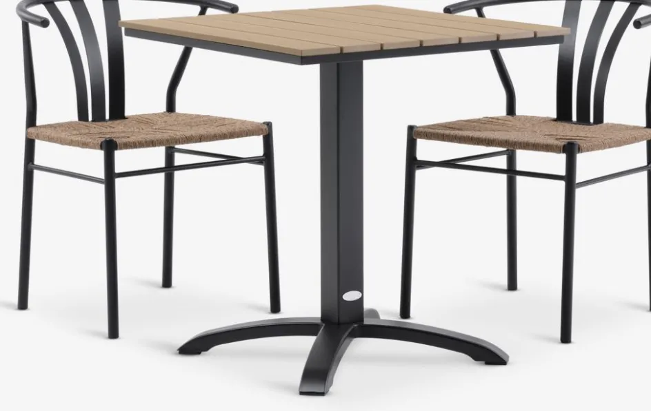 HOBRO + TAGMARKMesa HOBRO L70 + 2 sillas TAGMARK negro Conjuntos Mesa Y Sillas De Jardín