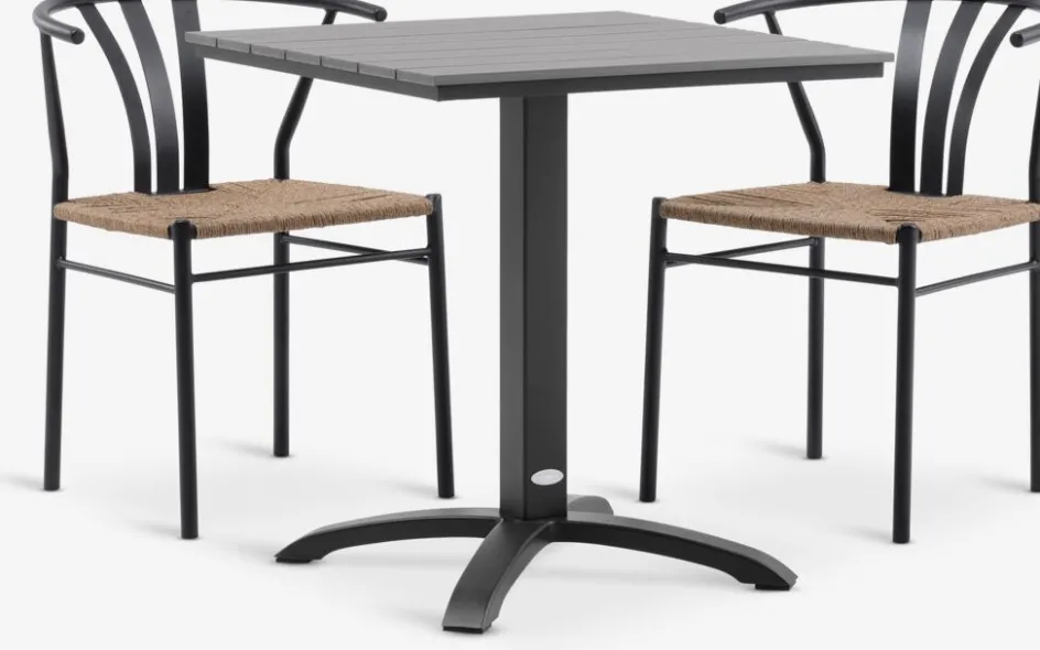 Sale HOBRO + TAGMARKMesa HOBRO L70 + 2 sillas TAGMARK negro Conjuntos Mesa Y Sillas De Jardín