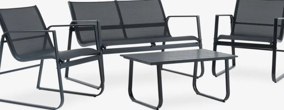 New HORNSLETConjunto muebles jardín HORNSLET 4 plazas Conjuntos Mesa Y Sillas De Jardín|Muebles De Jardín