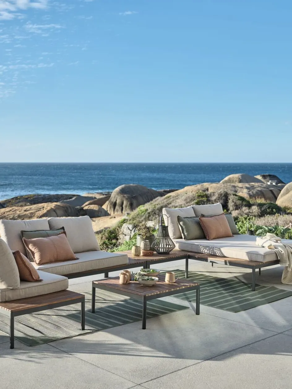 Outlet HOUConjunto jardín HOU chaise longue 6 plazas madera dura Conjuntos Mesa Y Sillas De Jardín|Muebles De Jardín