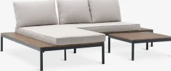 Online HOUConjunto jardín HOU con chaise longue 3 plazas madera dura Conjuntos Mesa Y Sillas De Jardín|Muebles De Jardín