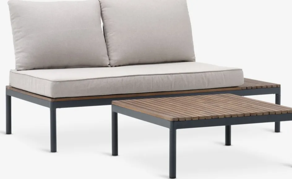 New HOUConjunto muebles jardín HOU 2 plazas madera dura Conjuntos Mesa Y Sillas De Jardín|Muebles De Jardín