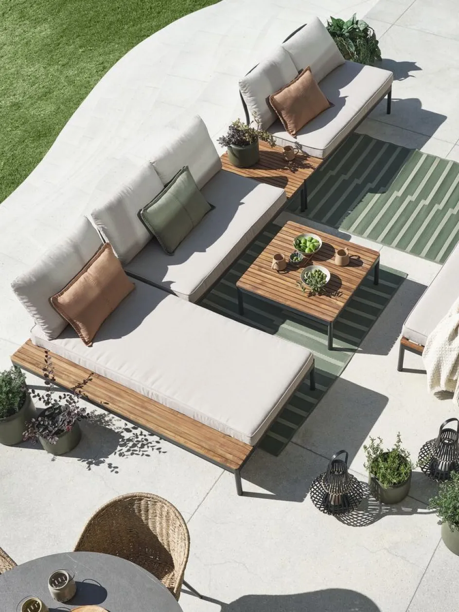 New HOUConjunto muebles jardín HOU 2 plazas madera dura Conjuntos Mesa Y Sillas De Jardín|Muebles De Jardín