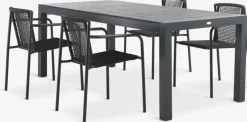 Discount HSTEHAVE + KRISTIANSTADMesa HESTEHAVE L205/275 negro + 4 sillas KRISTIANSTAD verde Conjuntos Mesa Y Sillas De Jardín