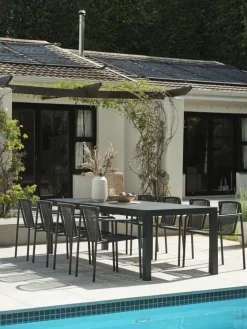 Discount HSTEHAVE + KRISTIANSTADMesa HESTEHAVE L205/275 negro + 4 sillas KRISTIANSTAD verde Conjuntos Mesa Y Sillas De Jardín