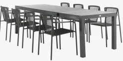 Discount HSTEHAVE + KRISTIANSTADMesa HESTEHAVE L205/275 negro + 4 sillas KRISTIANSTAD verde Conjuntos Mesa Y Sillas De Jardín