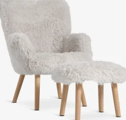 New HVILSTEDSillón HVILSTED con reposapiés felpa blanco crudo/natural Sillones
