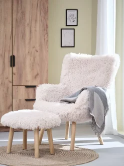 New HVILSTEDSillón HVILSTED con reposapiés felpa blanco crudo/natural Sillones