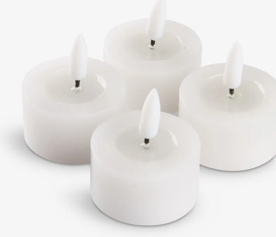 INGEMANVelas pequeñas LED INGEMAN Ø4xA4cm blanco 4 uds temporizador Velas LED