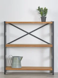 INTRUPEstantería INTRUP ancha 3 estantes negro/roble natural Estanterias Y Librerías|Estanterias Y Librerías