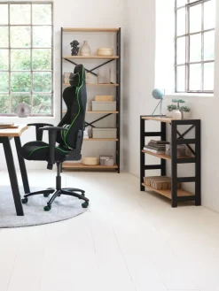 INTRUPEstantería INTRUP ancha 6 estantes negro/roble natural Estanterias Y Librerías|Estanterias Y Librerías