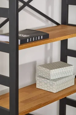 INTRUPEstantería INTRUP ancha 6 estantes negro/roble natural Estanterias Y Librerías|Estanterias Y Librerías