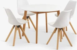 Best JEGIND + BLOKHUSMesa JEGIND Ø105 blanco + 4 sillas BLOKHUS blanco Mesas De Comedor|Conjuntos De Comedor