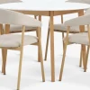 Online JEGIND + EJSINGMesa JEGIND Ø105 blanco + 4 sillas EJSING beis/roble natural Mesas De Comedor|Conjuntos De Comedor