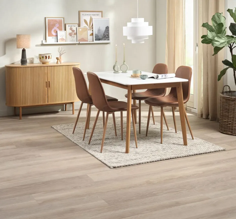 JEGIND + JONSTRUPMesa JEGIND L130 blanco + 4 sillas JONSTRUP marrón Mesas De Comedor|Conjuntos De Comedor