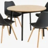 Outlet JEGIND + KASTRUPMesa JEGIND Ø105 roble natural + 4 sillas KASTRUP negro Mesas De Comedor|Conjuntos De Comedor