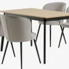 Online JEGIND + RISSKOVMesa JEGIND L130 roble/negro + 4 sillas RISSKOV gris claro Mesas De Comedor|Conjuntos De Comedor
