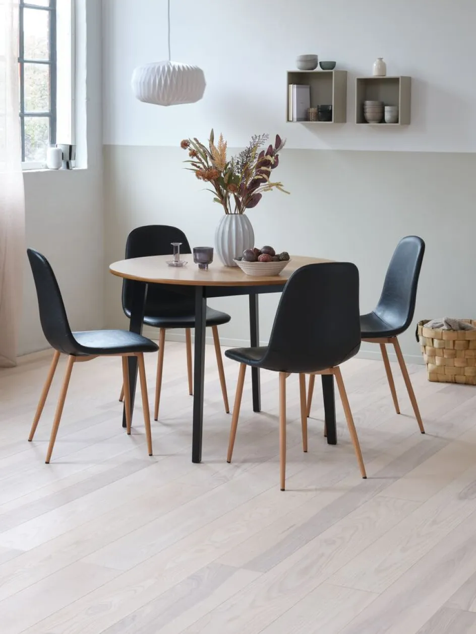 Sale JEGINDMesa de comedor JEGIND Ø105 roble natural/negro Mesas De Comedor
