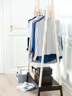 Outlet JENNETBurro para ropa JENNET con estante zapatero natural/negro Burros Para Ropa|Burros Para Ropa