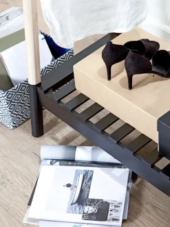 Outlet JENNETBurro para ropa JENNET con estante zapatero natural/negro Burros Para Ropa|Burros Para Ropa