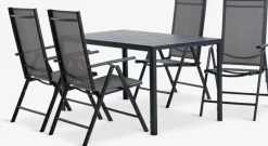 Discount JERSORE + MELLBYMesa JERSORE L140 + 4 sillas MELLBY negro Conjuntos Mesa Y Sillas De Jardín